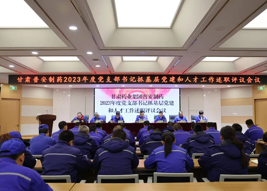 【普安长运娱乐
】普安制药召开2023年度党支部书记抓基层党建和人才工作述职评议大会