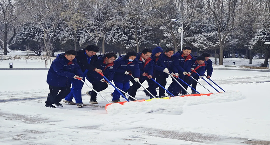 【普安长运娱乐
】除积雪保畅通 战严寒显担当——普安制药干部职工开展厂区扫雪除冰行动